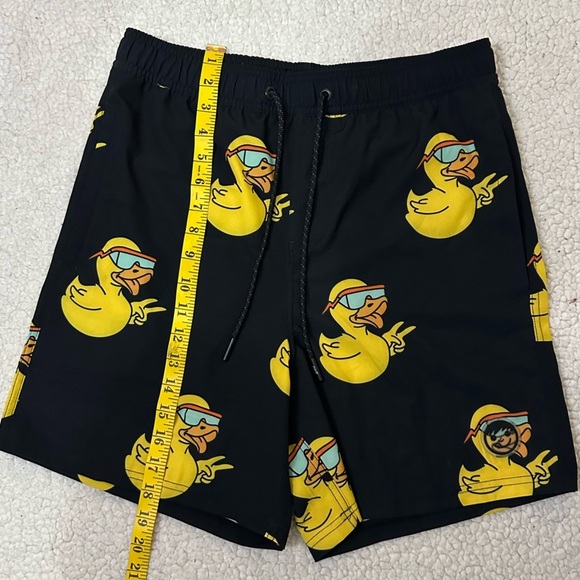 NWOT Neff Black and Yellow Duck Print Swim Trunks - Picture 9 of 10
